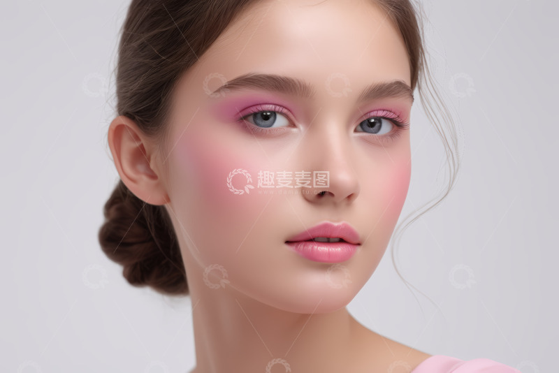 高清大图下载【趣麦麦图】化粉色妆容的女性特写