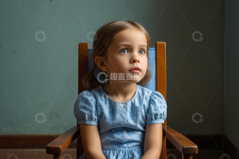 高清大图下载【趣麦麦图】坐在椅子上的小女孩肖像