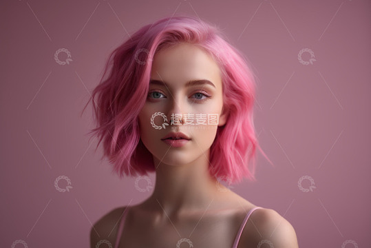 粉发女孩特写肖像