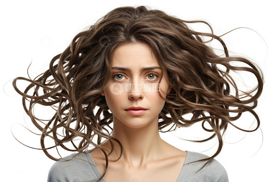 女性飘逸卷发特写