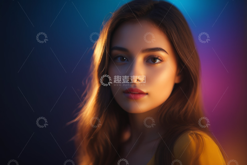 高清大图下载【趣麦麦图】长发女子面部特写人像素材