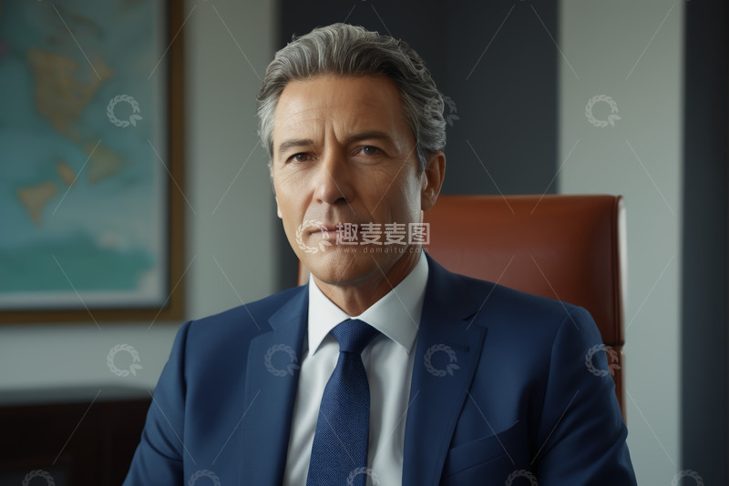 高清大图下载【趣麦麦图】西装男士办公室端坐形象