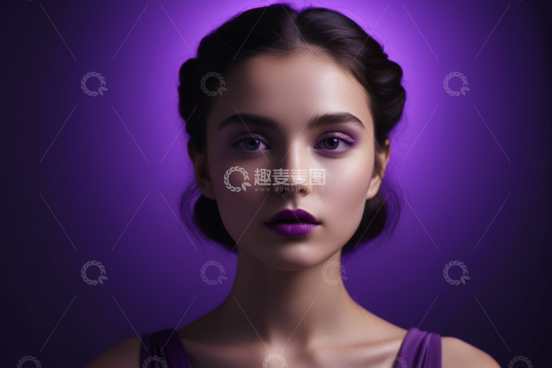 高清大图下载【趣麦麦图】紫色背景前的女性肖像
