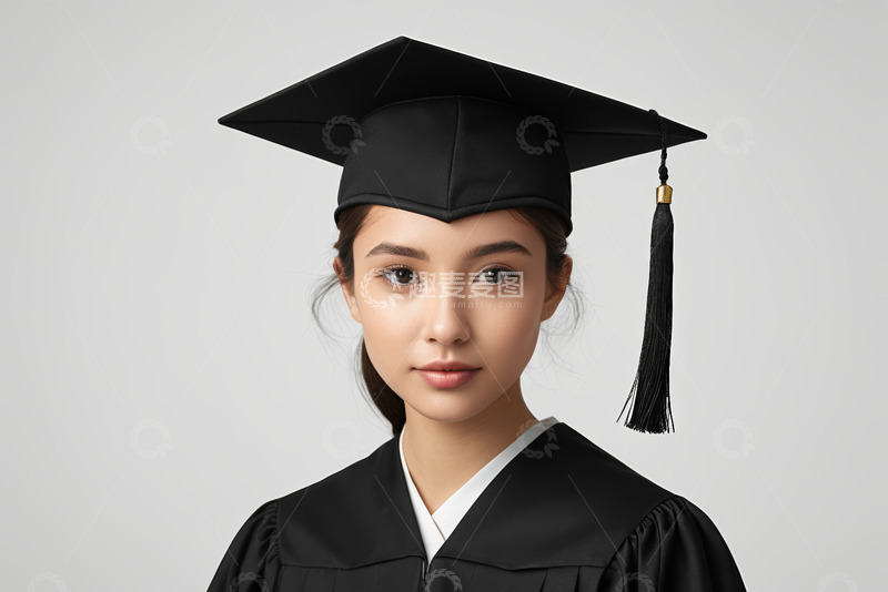 高清大图下载【趣麦麦图】戴学士帽的年轻毕业生肖像