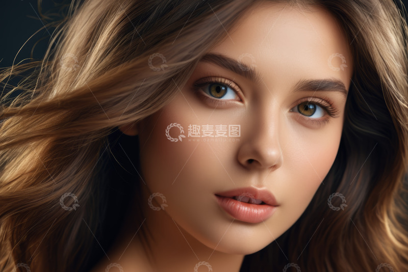 高清大图下载【趣麦麦图】美丽女性面部特写肖像