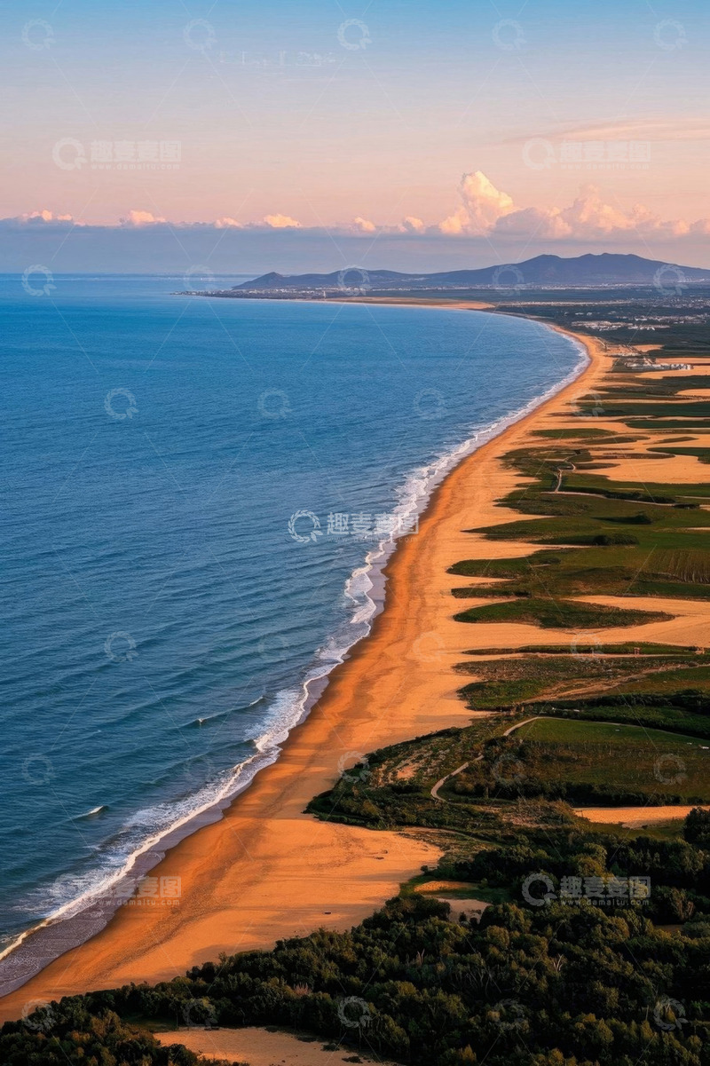 高清大图下载【趣麦麦图】航拍海岸线与沙滩全景
