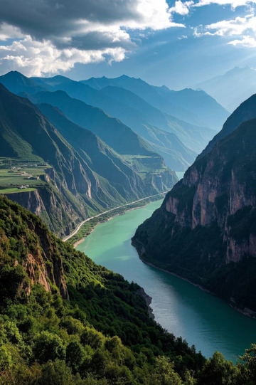 山川河流自然风光全景