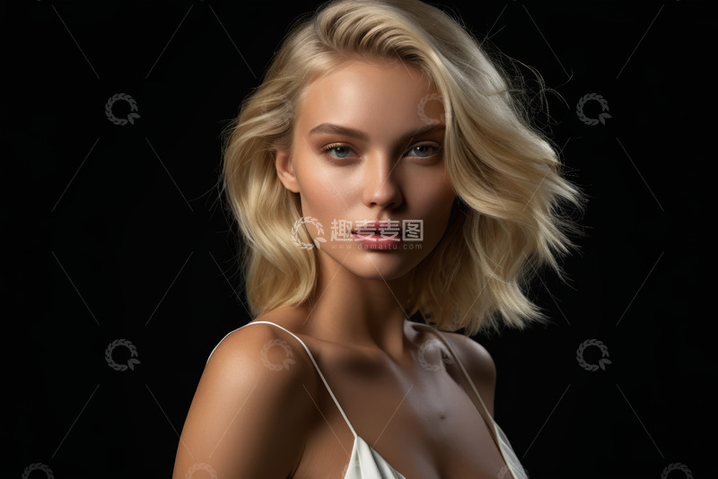 高清大图下载【趣麦麦图】金发女子时尚肖像特写
