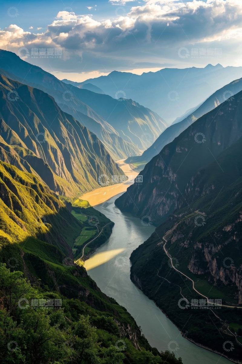 高清大图下载【趣麦麦图】山谷间河流自然风光