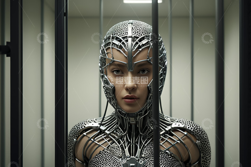 高清大图下载【趣麦麦图】身着机械盔甲的女性特写