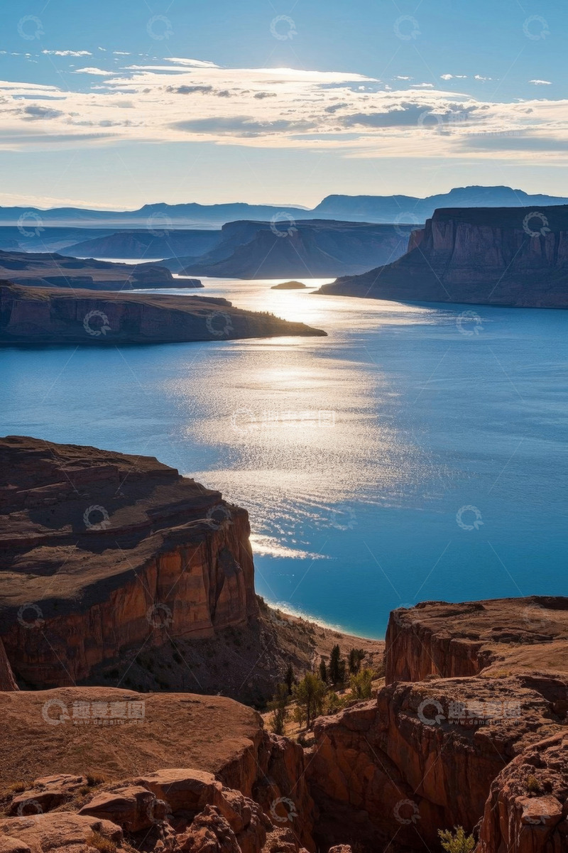 高清大图下载【趣麦麦图】湖泊峡谷自然风光全景