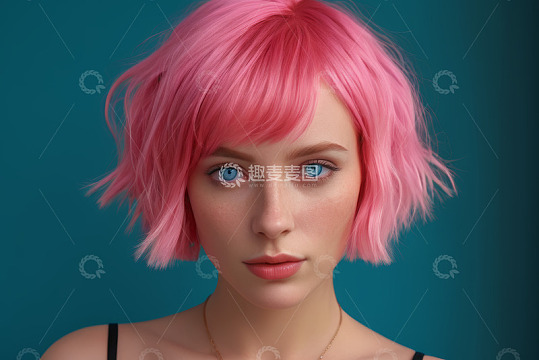 粉色短发女孩肖像