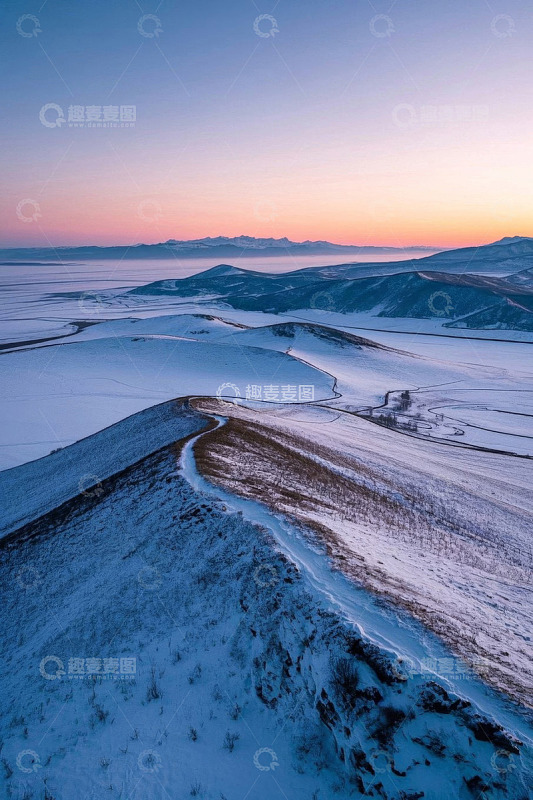 冬季雪域原野航拍全景