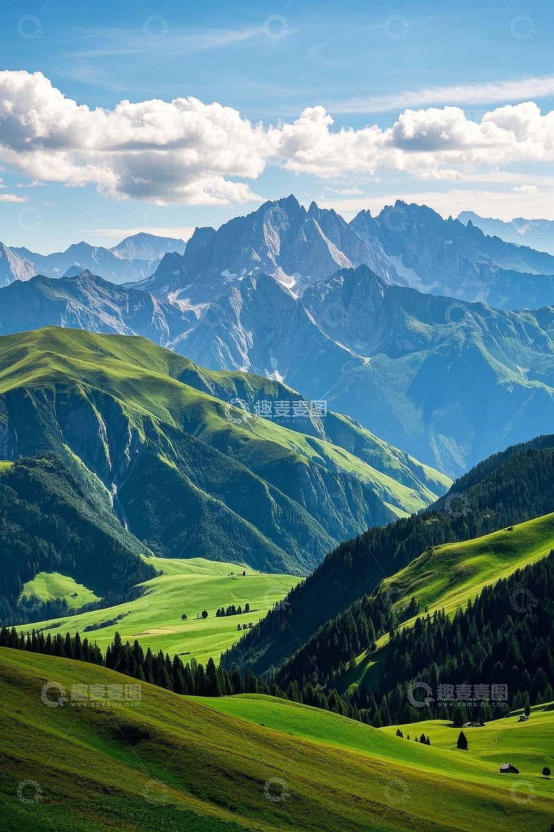 高清大图下载【趣麦麦图】户外青山与蓝天白云自然风光