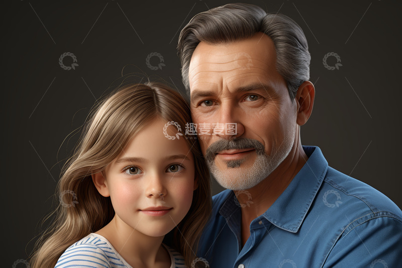 高清大图下载【趣麦麦图】父女亲密肖像