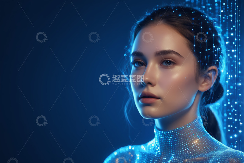 高清大图下载【趣麦麦图】女性科技感肖像特写