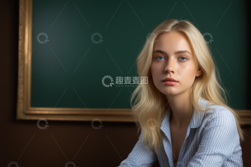 高清大图下载【趣麦麦图】金发女子近景肖像