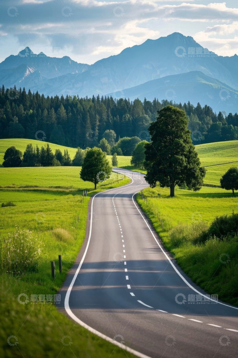 高清大图下载【趣麦麦图】乡村蜿蜒道路自然风光