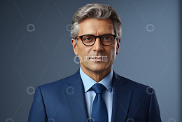 穿西装戴眼镜的成熟男性肖像
