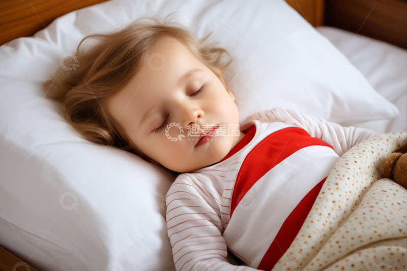 高清大图下载【趣麦麦图】小孩床上安静睡觉画面