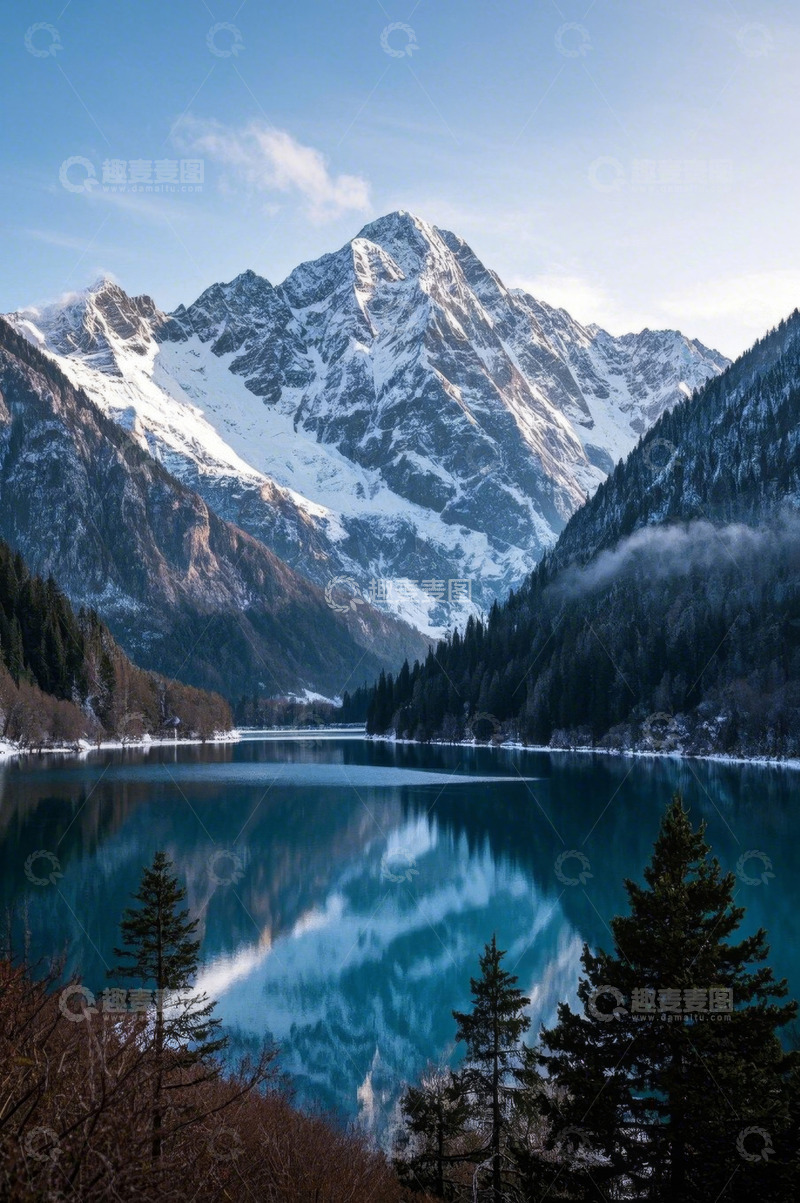 高清大图下载【趣麦麦图】雪山湖泊自然风光