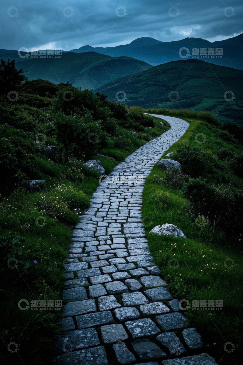 高清大图下载【趣麦麦图】山间石板路自然风光