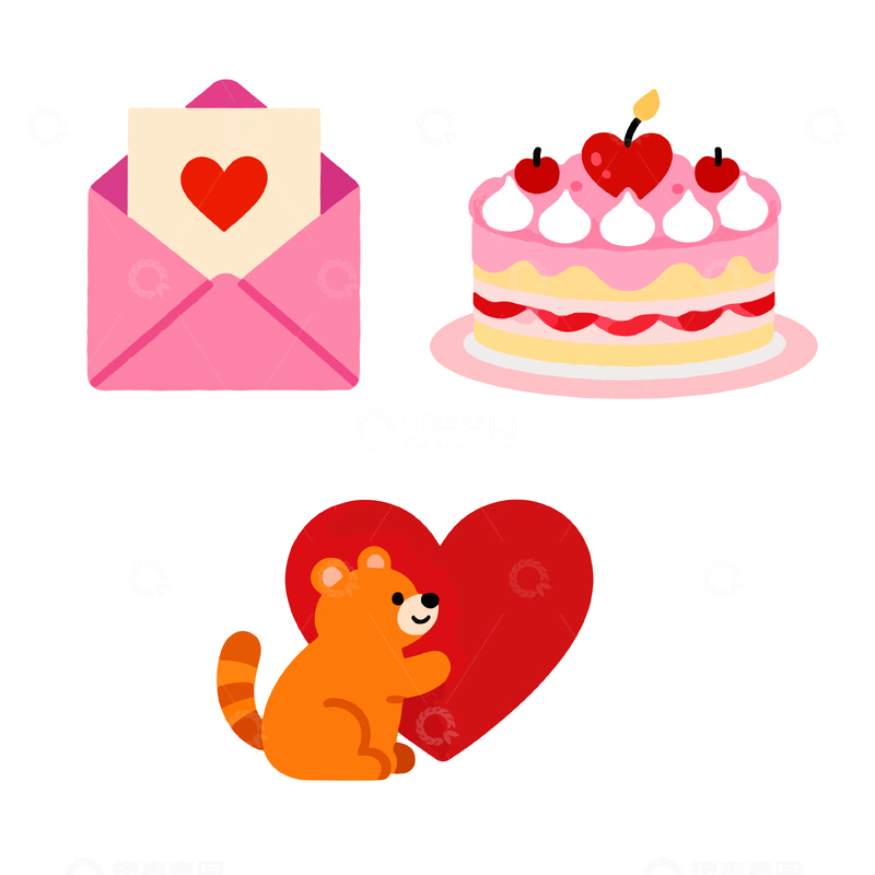源文件下载【趣麦麦图】卡通可爱甜蜜情人节元素合集