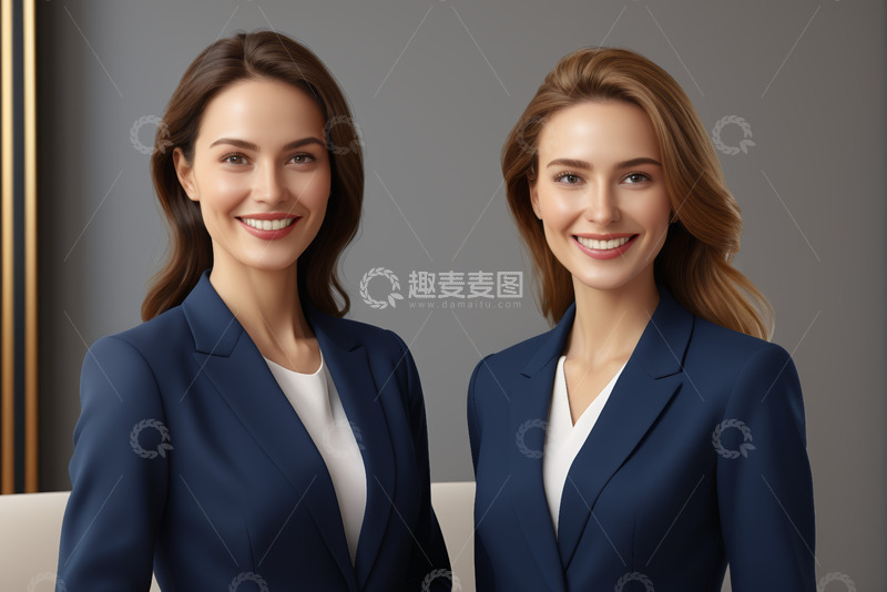 高清大图下载【趣麦麦图】两位职业女性微笑合影