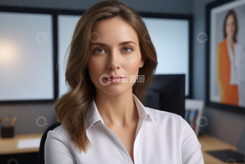 高清大图下载【趣麦麦图】办公环境中的年轻女性肖像
