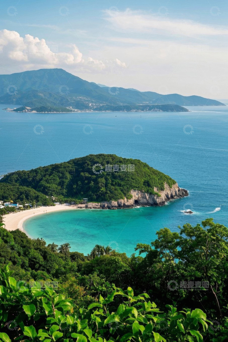 高清大图下载【趣麦麦图】俯瞰海滩与海洋景观