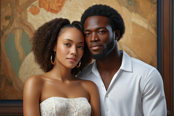 非洲裔情侣亲密肖像