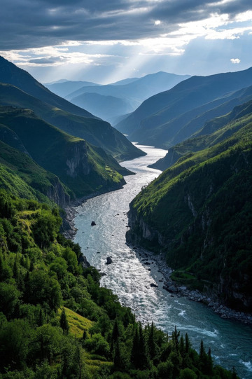 山谷间河流自然风光