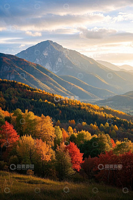 秋日山林与远山自然风光