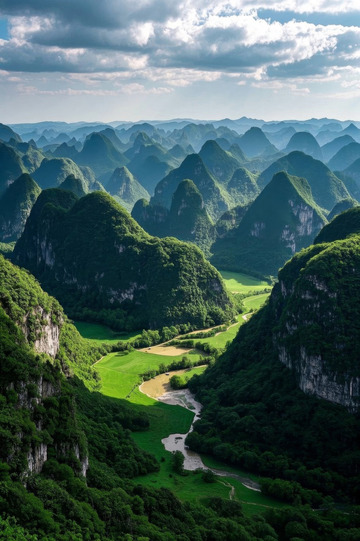 桂林山峦田野自然风光
