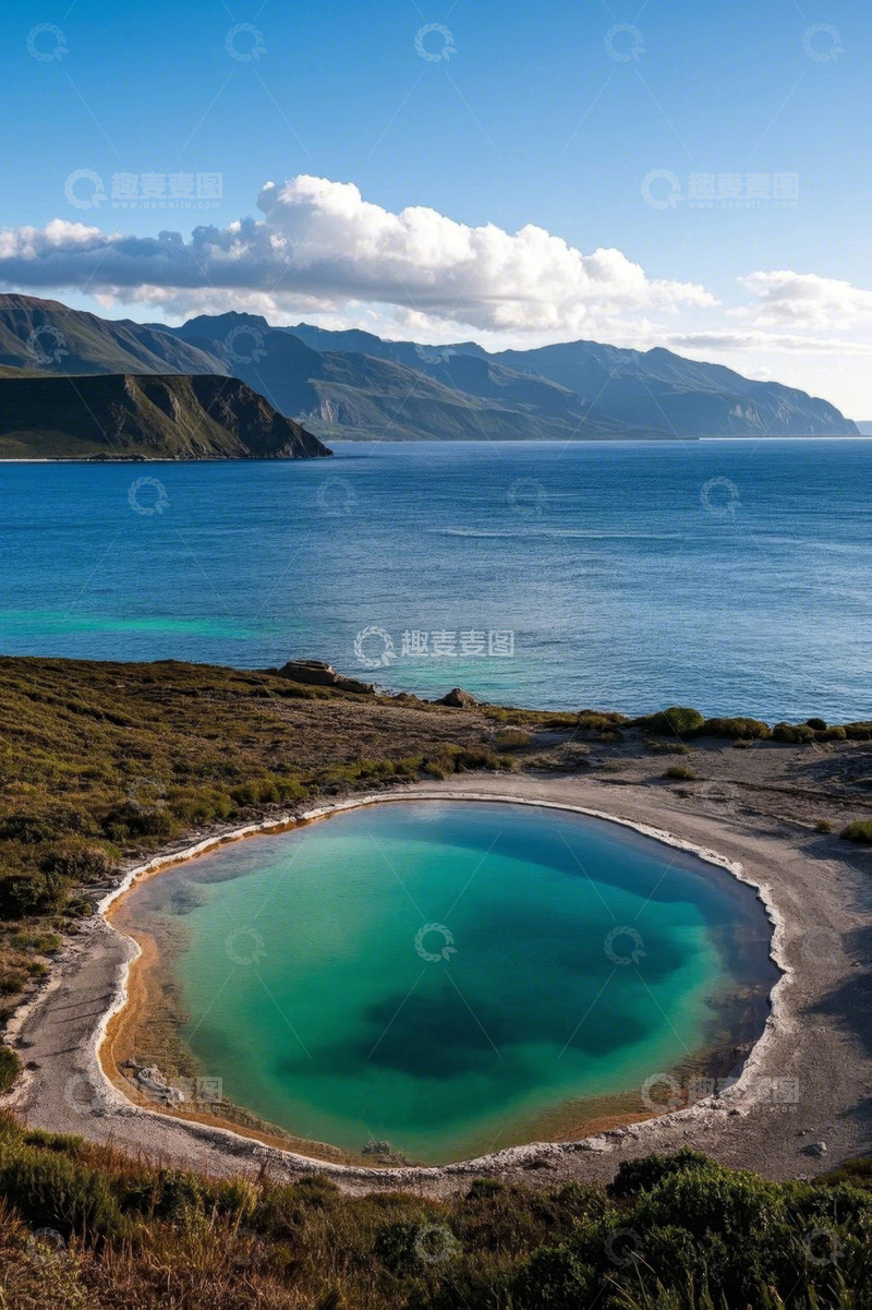高清大图下载【趣麦麦图】海边山间的碧绿池水景观