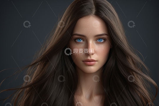蓝眼长发女性肖像