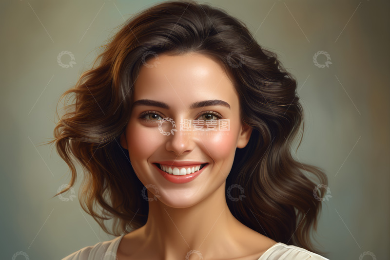 高清大图下载【趣麦麦图】微笑年轻女性人物肖像
