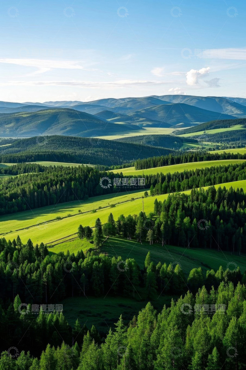 高清大图下载【趣麦麦图】山丘森林自然风光全景