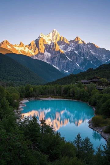 雪山湖泊自然风光