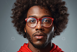 戴红框眼镜的黑人男子肖像