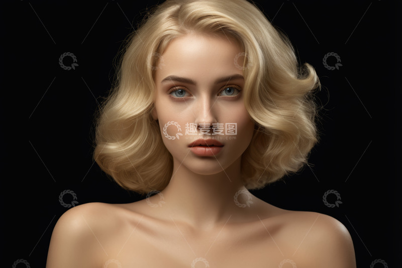 高清大图下载【趣麦麦图】金发女子面部特写