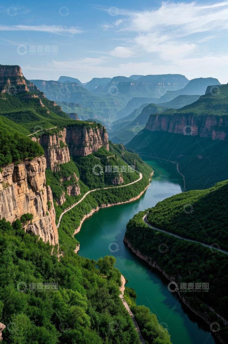 高清大图下载【趣麦麦图】太行山自然风光河流公路景观