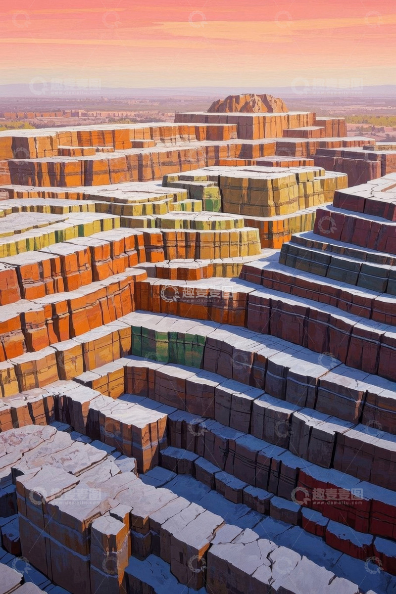 高清大图下载【趣麦麦图】彩色岩石层自然景观俯瞰