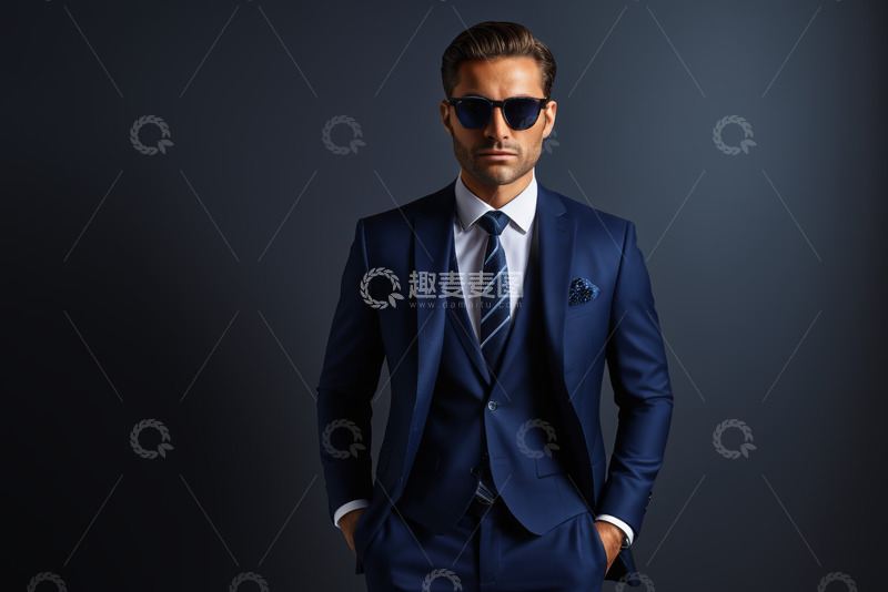 高清大图下载【趣麦麦图】身着西装戴墨镜的男士形象