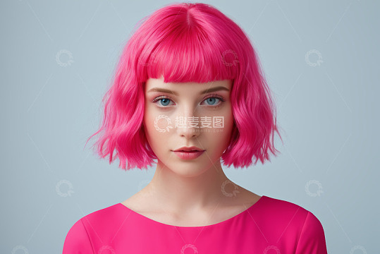 粉色头发年轻女性肖像