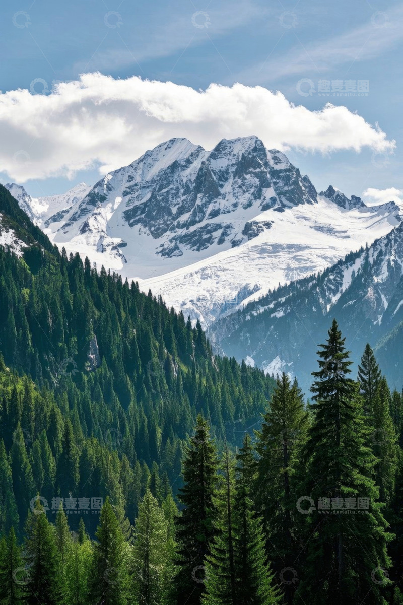 高清大图下载【趣麦麦图】雪山森林自然风光