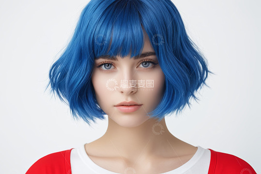 蓝发女孩肖像特写