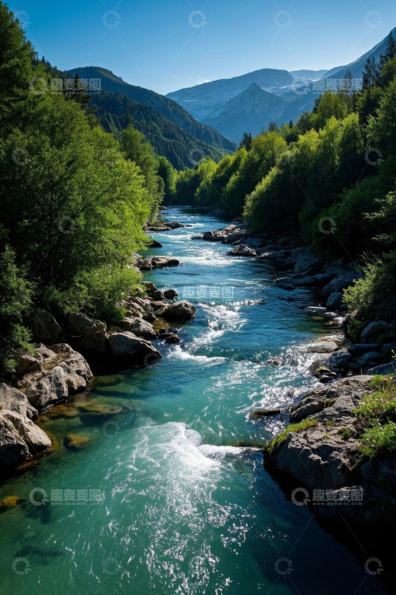高清大图下载【趣麦麦图】山间河流森林自然风光