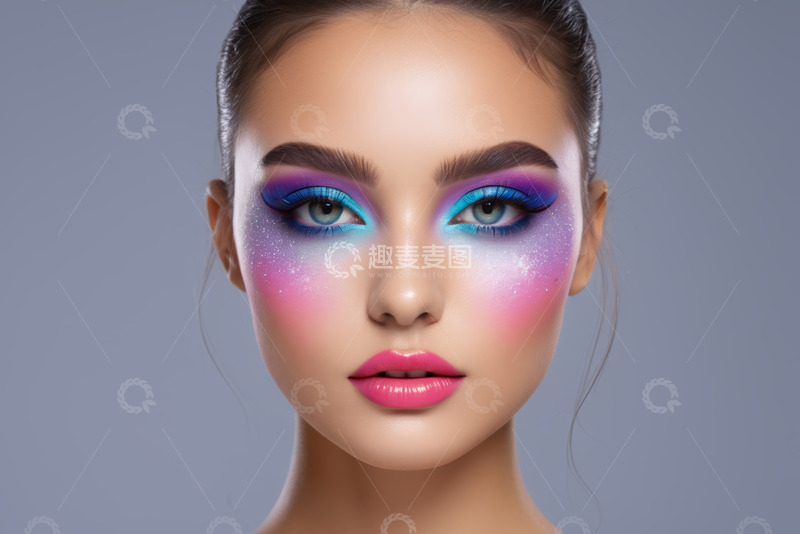 高清大图下载【趣麦麦图】化绚丽眼妆的女性特写