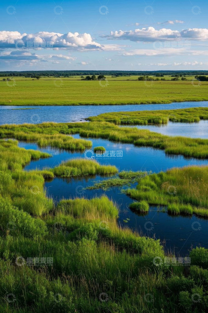 高清大图下载【趣麦麦图】河流湿地自然风光全景